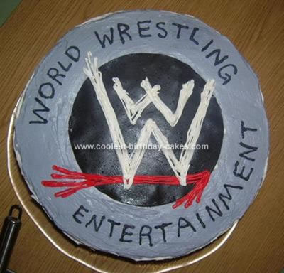 Homemade WWE Logo Cake