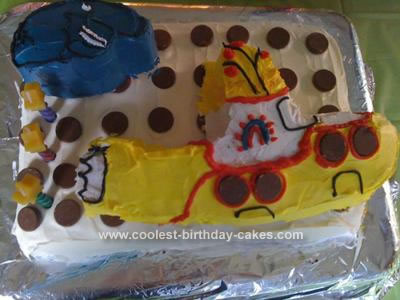 Homemade Yellow Submarine Birthday Cake
