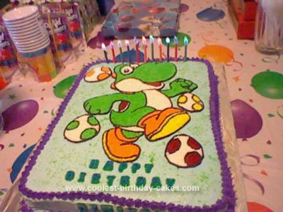 Homemade Yoshi Birthday Cake