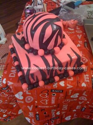Homemade Zebra Pattern Baby Shower Cake