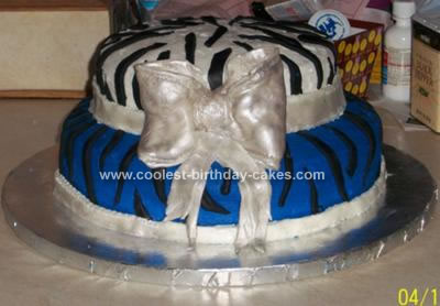 Homemade Zebra Print Birthday Cake