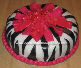 Homemade Zebra Print Gift Wrap Cake