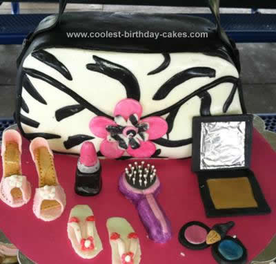Homemade Zebra Purse Birthday Cake