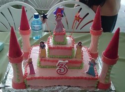Disney princesses at a 3rd Birthday Party on a Castle