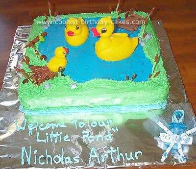 Duckies in a Pond Baby Shower Cake