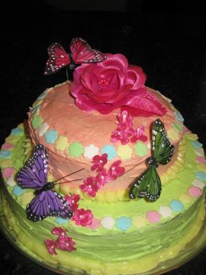 Flowers and Butterflies cake
