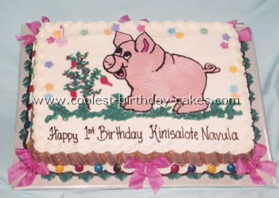 Pig-Shaped Birthday Cake Ideas and Photo