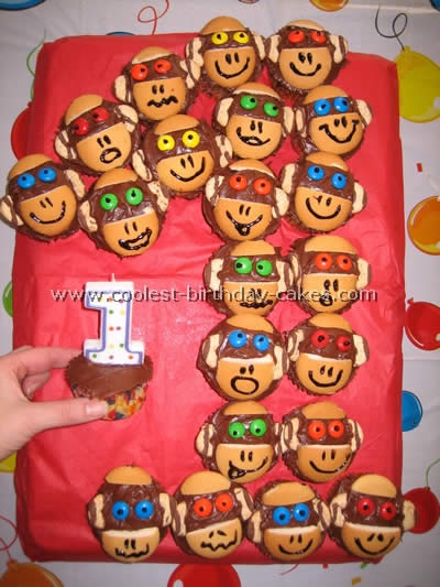 Coolest Monkey Cupcakes - Web's Largest Homemade Birthday Cake Photo Gallery