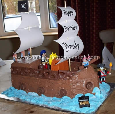 Homemade Pirate Ship Birthday Cake