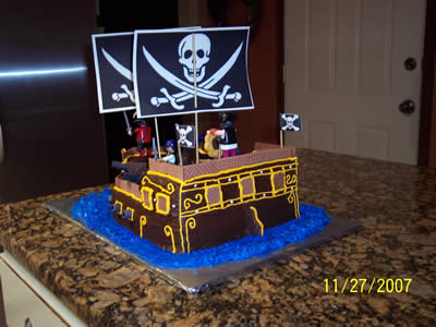 Homemade Pirate Ship Birthday Cake