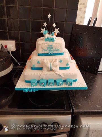 Half n half birthday christening cake 