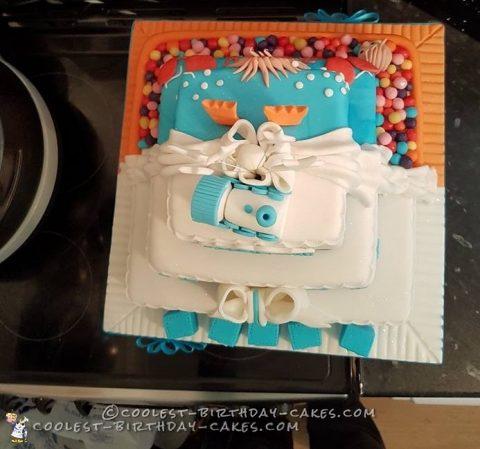 half and half birthday christening cake