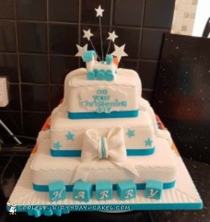 half and half birthday christening cake