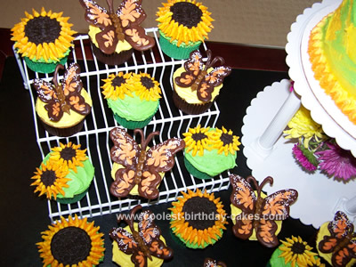 Coolest Garden Party Birthday Cake and Cupcakes