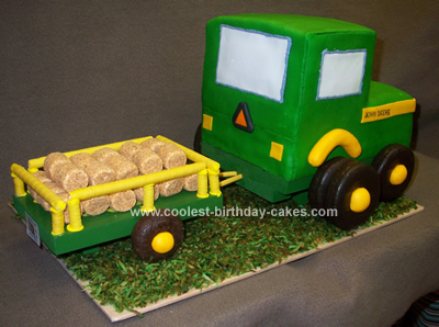 John Deere Tractor and Trailor Cake
