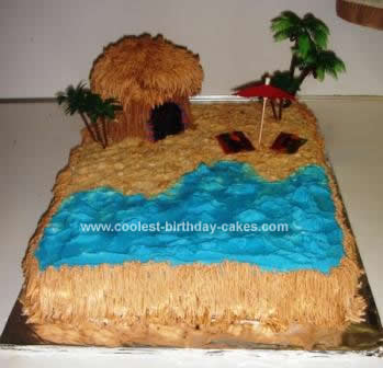 Coolest Tiki Hut Beach Cake
