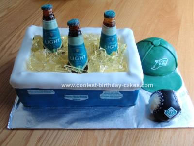 Coolest Beer Cooler and Baseball Theme Cake